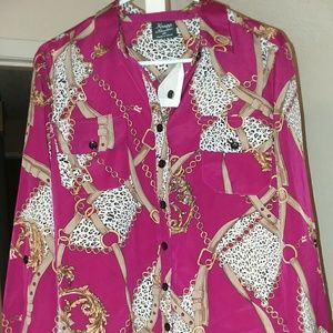 1XPurple and Gold Versace Like🎯Button up Top💜🔮